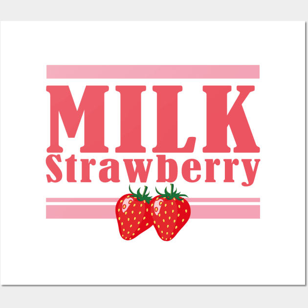 HARAJUKU KAWAII STRAWBERRY MILK DESIGN FUN KOREAN ANIME Wall Art by Chameleon Living